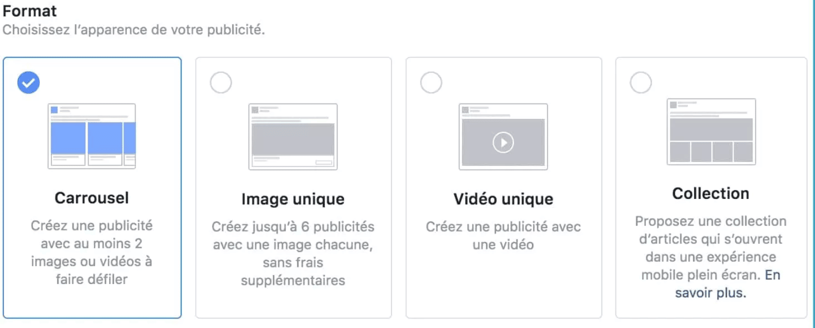 les formats publicitaires Facebook